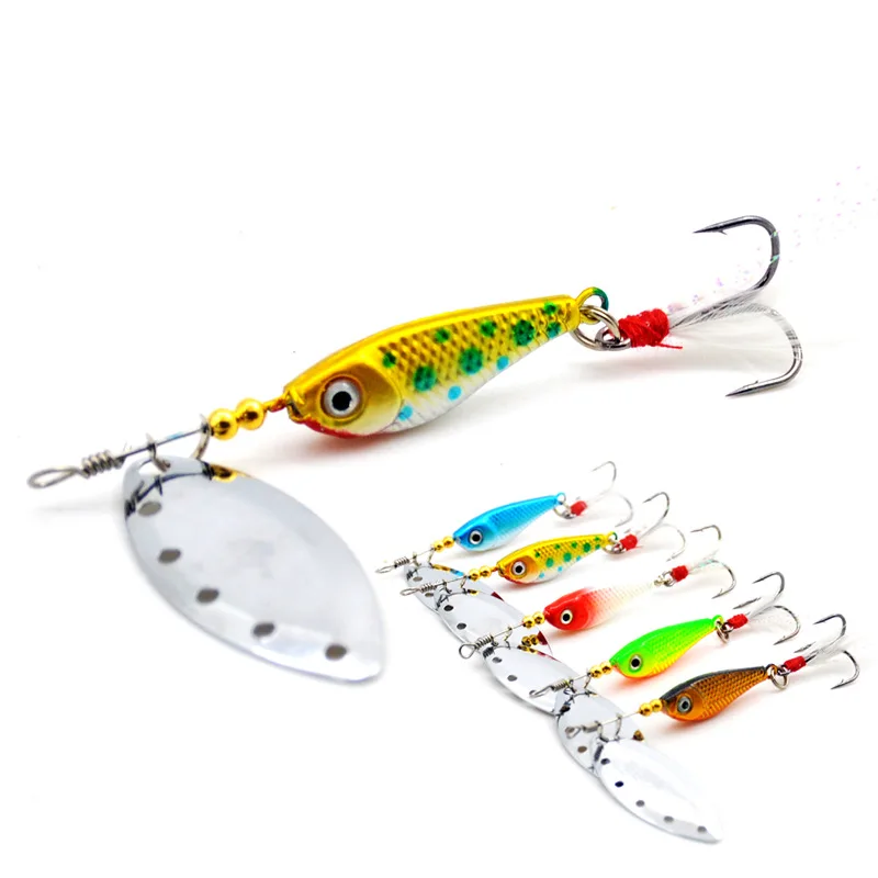 

1pc Rotating Sequins with Feather Fish Lure Spinner Spoon Fishing Lures Fish 16.5g Bait Fishing Tackle Metal VIB vibration