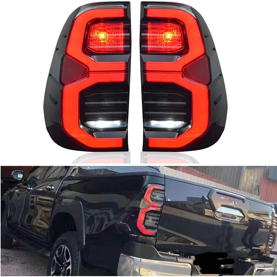 Exterior Tail Lamps For Toyota Hilux Revo Rocco 2020 2021 2015-2019 Led Rear Lights Turn Signal Brake Reverse Day Light