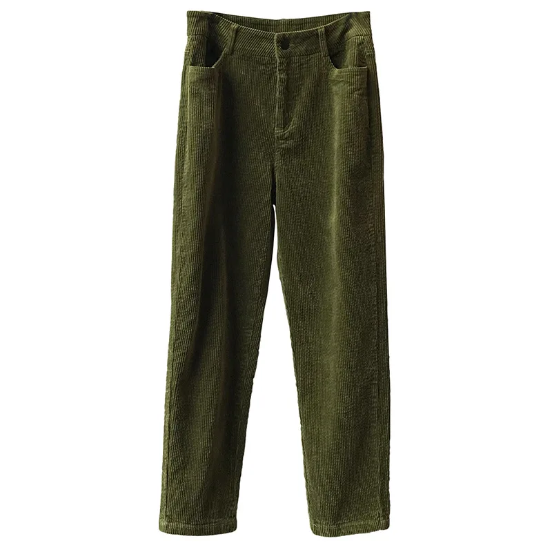 Corduroy Pants Women Winter Autumn Thick Casual Trousers High Waist Straight Pant Full Length Harem Pants