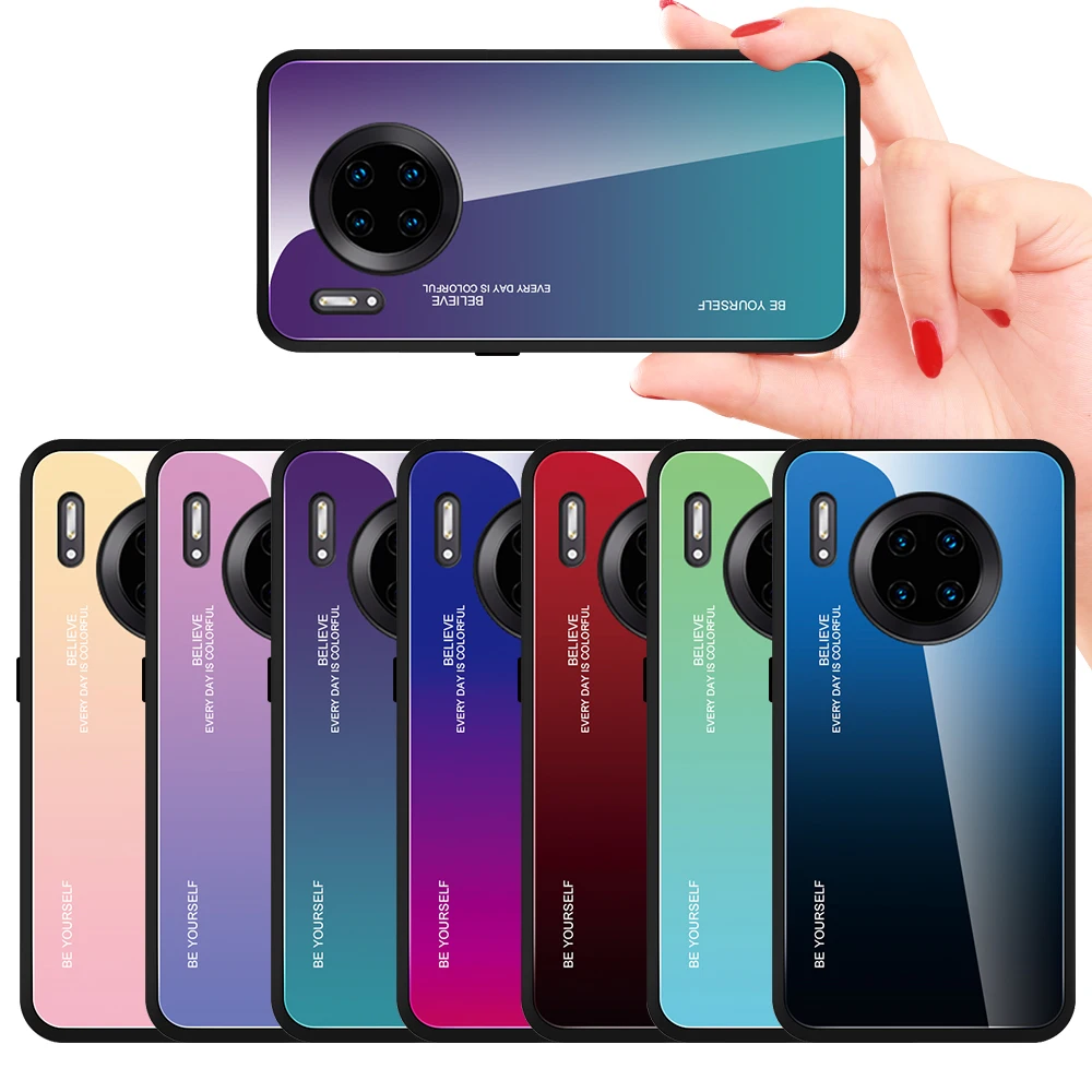 Для huawei mate 30 pro 5G чехол для телефона градиентное закаленное стекло Жесткий Чехол