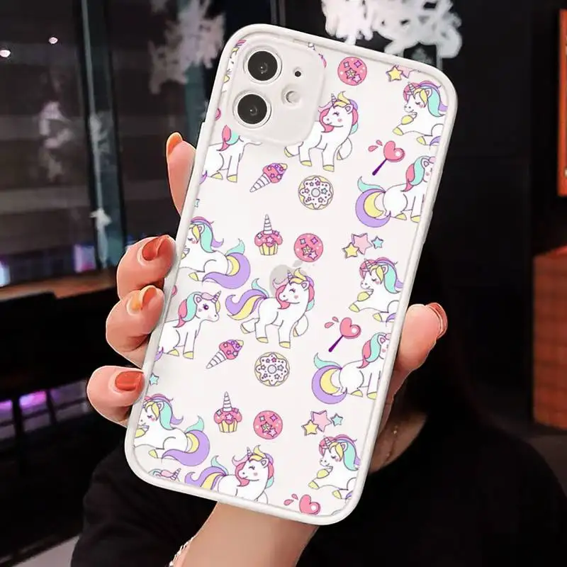 

unicornio rainbow cute animal Phone Cases Matte Transparent for iPhone 7 8 11 12 s mini pro X XS XR MAX Plus cover funda