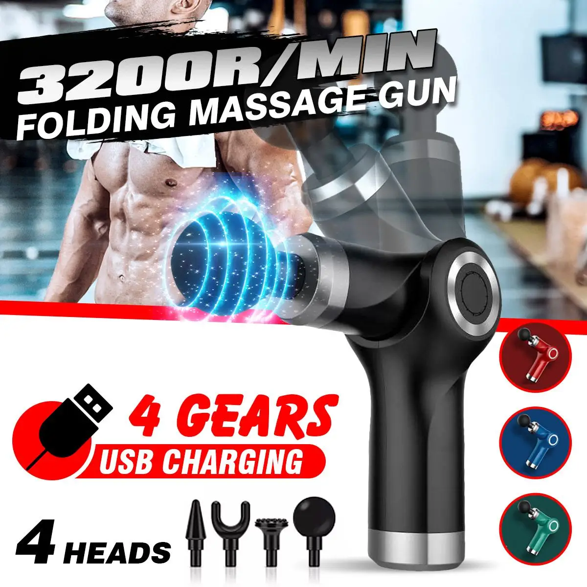 

Folding Portable Mini Fascia Gun Electric Massage Gun Body Massager Muscle Massage Therapy Sport Fitness Equipment Relief Pain