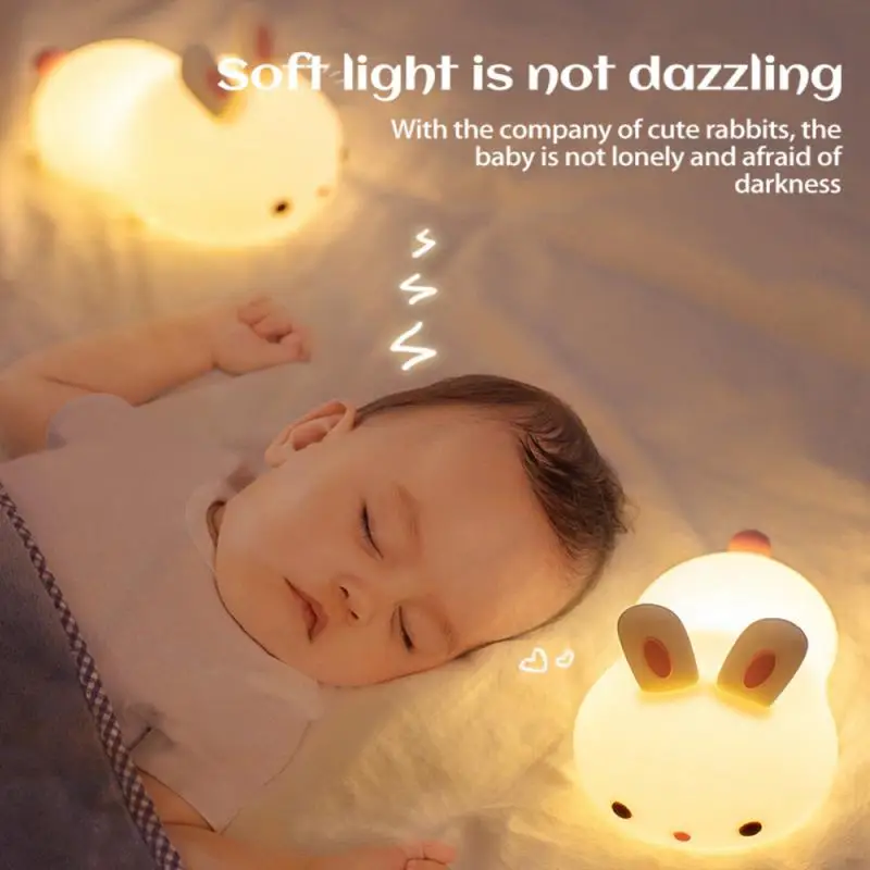 

Светодиодный ночсветильник Chlid с USB, ночник с милым мультяшным Кроликом, лампа с дистанционным управлением для детской комнаты, спальни, дек...