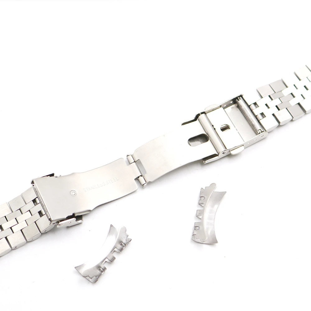 Rolamy 20 22mm Hollow Curved End Solid Screw Links Stainless Steel Jubilee Watch Band Strap Bracelet with Clasp For Seiko SKX007
