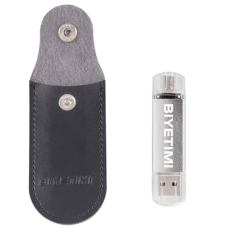 Серебристый USB флеш-накопитель Biyetimi, высокоскоростная кожаная сумка, OTG 8 ГБ, 16 ГБ, 32 ГБ, флеш-накопитель, карта памяти USB, флешка для смартфона - Цвет: Серебристый