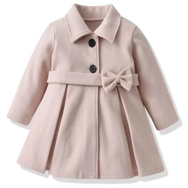 Новая шерстяная куртка для маленьких девочек, пальто, детская зимняя верхняя одежда, детская ветровка средней длины на весну и осень, женская одежда