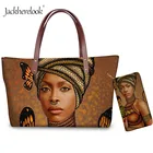 Jackherelook Queen Черная Женская сумочка художественная экзотическая Этническая сумка с принтом Arfo большая сумка-тоут для женщин Модный кошелек с сумочкой набор