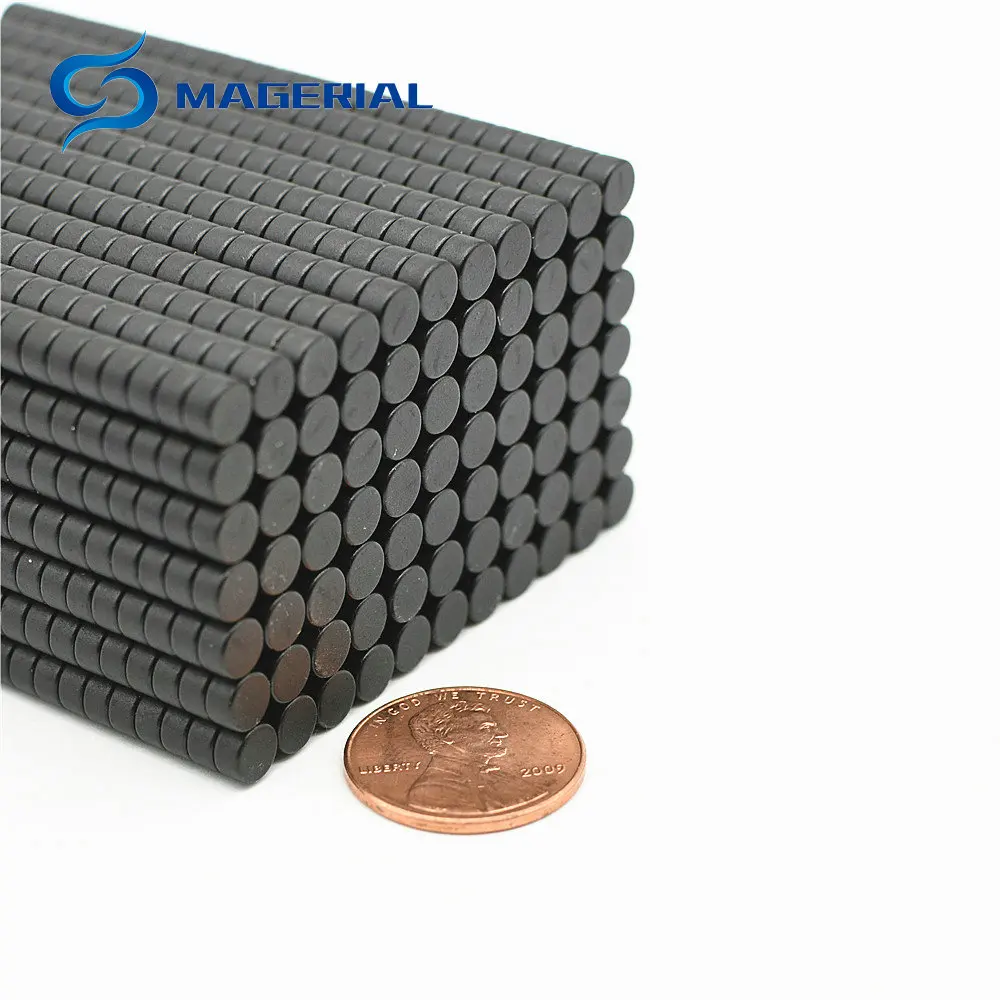 Полимерный магнит из эпоксидной смолы черный прочный круглый 5x3 мм