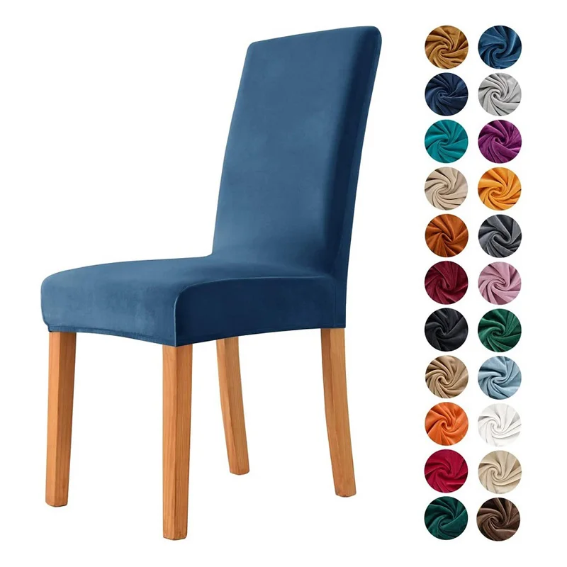 Синий бархатный чехол для стульев эластичный из спандекса чехлы обеденных на