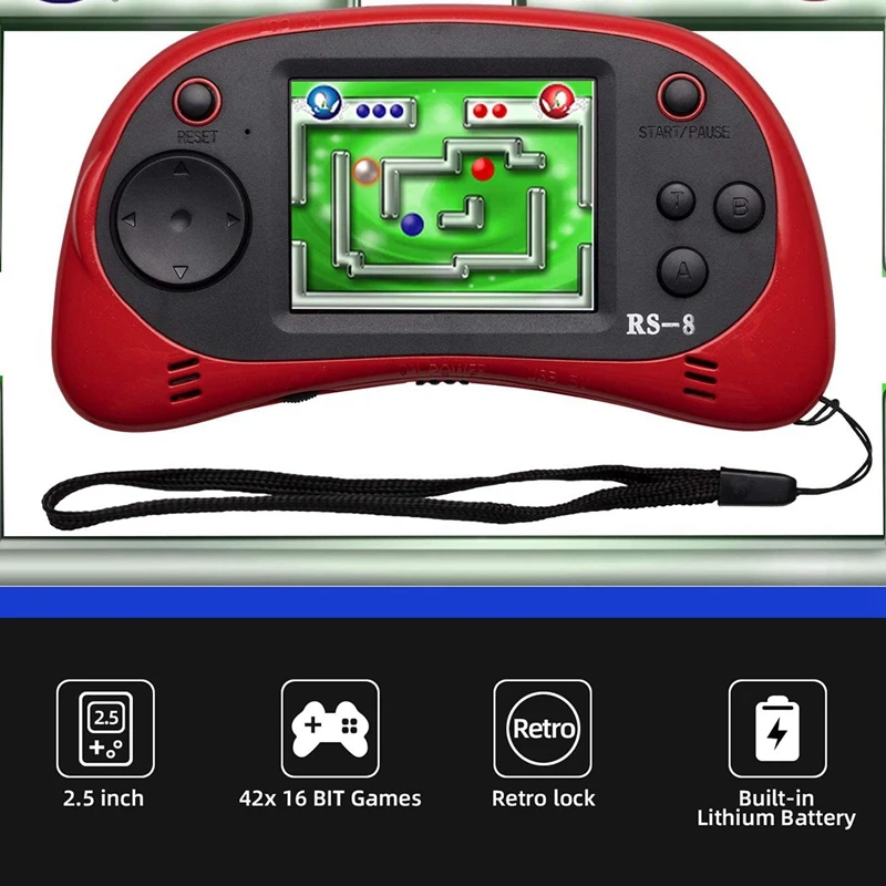 Детские Портативный игроков RS-8 Ретро 16 бит HD портативная игровая приставка в