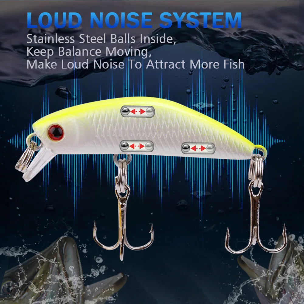 

GOBASS Rattlins For Fishing Crankbait Minnow Fishing Lure 45mm/2.8g Artificial Bait For Fishing Goods Wobbler Pike Lure Jerkbait