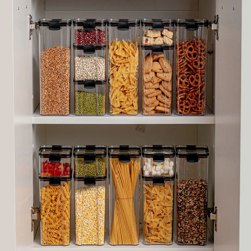 

Transparent Sealed Jar Food Storage Container Nut Snack Storage Jar Kitchen Refrigerator Noodle Cereal Box Plastic Storage Box