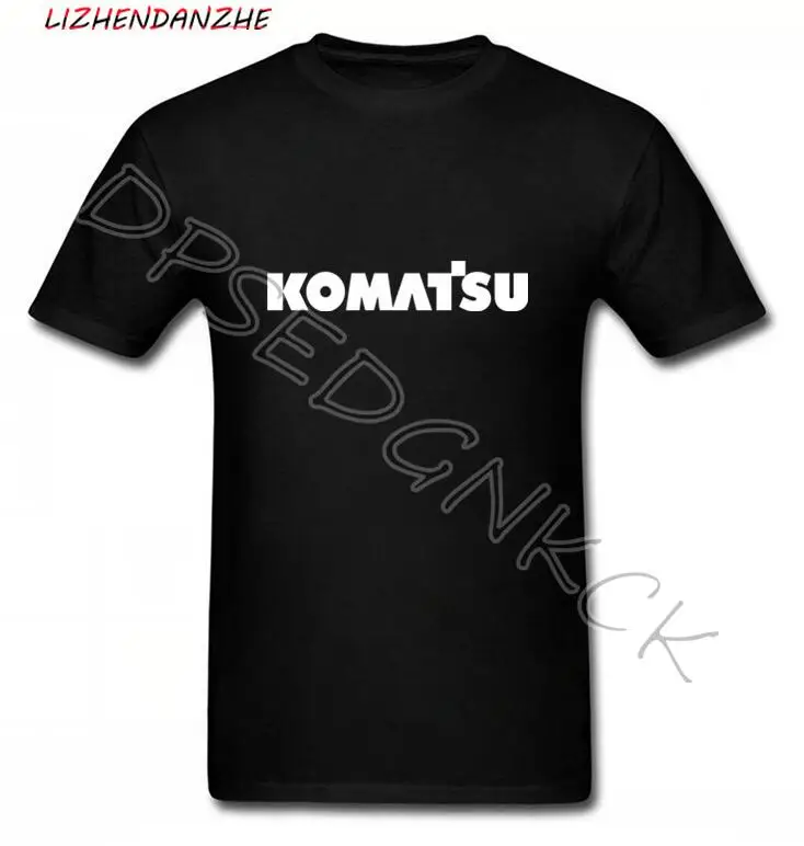 Футболка мужская с логотипом Komatsu майка из хлопка и лайкры модная тенниска