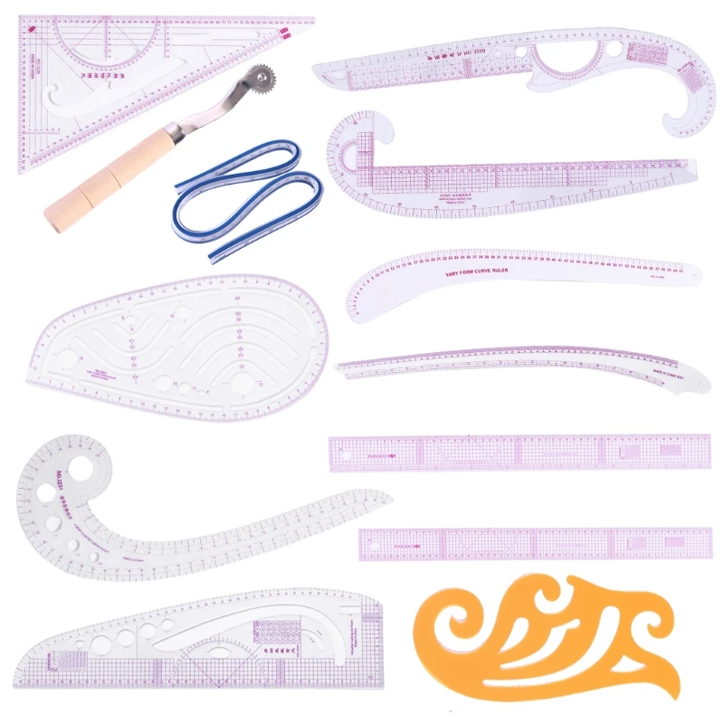 

13pcs/set Tailor Grading Cloud Ruler Measure Sewing Dressmaking Yardstick Paddle Wheel Drawing Template Patchwork Tool