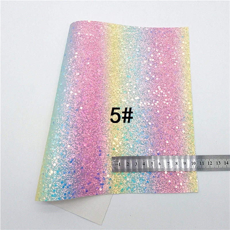 Пастельные цвета радужная блестящая кожа искусственная ткань винил с фетровой