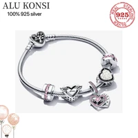 2021 new hot sale real 100 925 sterling silver pan bracelet mothers day charms bangle for women fit original diy charm jewelry