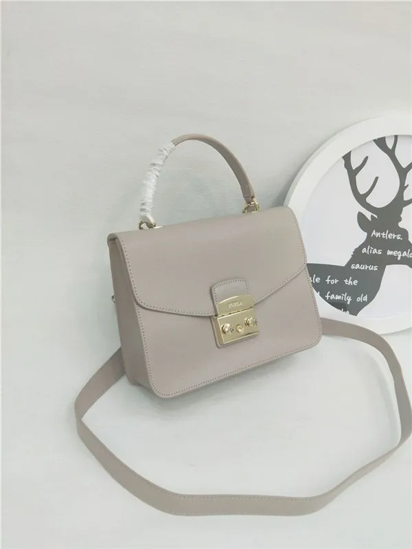 Оригинальные женские сумки FURLA, высокое качество, большие размеры, женские меховые кожаные сумки светло-серого цвета, Размер 23 см* 8 см* 17,5 см