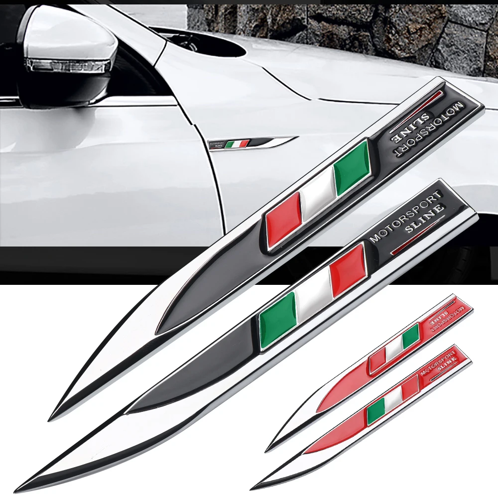 

2PCS 3D Metal Italy Flag Emblem Badge Car Styling Body Left Right Wing Side Fender Decoration Sticker Modification Accessories