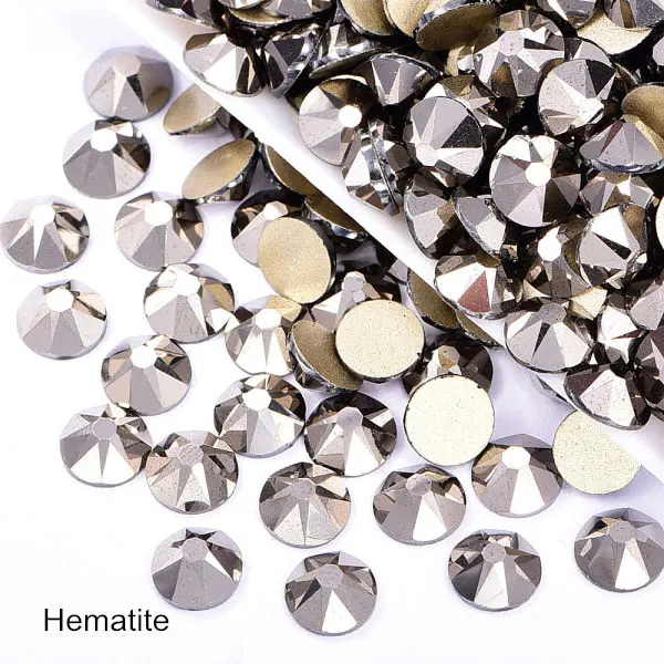 Hematite Ss30, 8, большие, 8, маленькие, 16 граней, Стразы для ногтей, стеклянные стразы с плоской задней стороной, много цветов, не Горячие Стразы для украшения ногтей B3744 - Цвет: Hematite