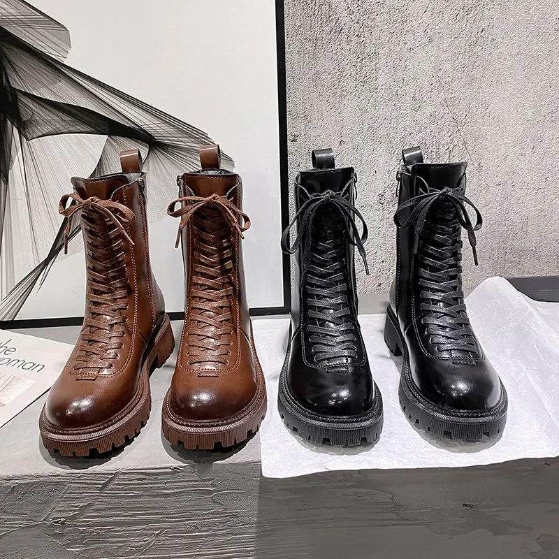 

Martin Boots Women's 2021 Winter New Plus Velvet All-match Thick-soled Women's Shoes Thick Heel British Style Short Women Boots