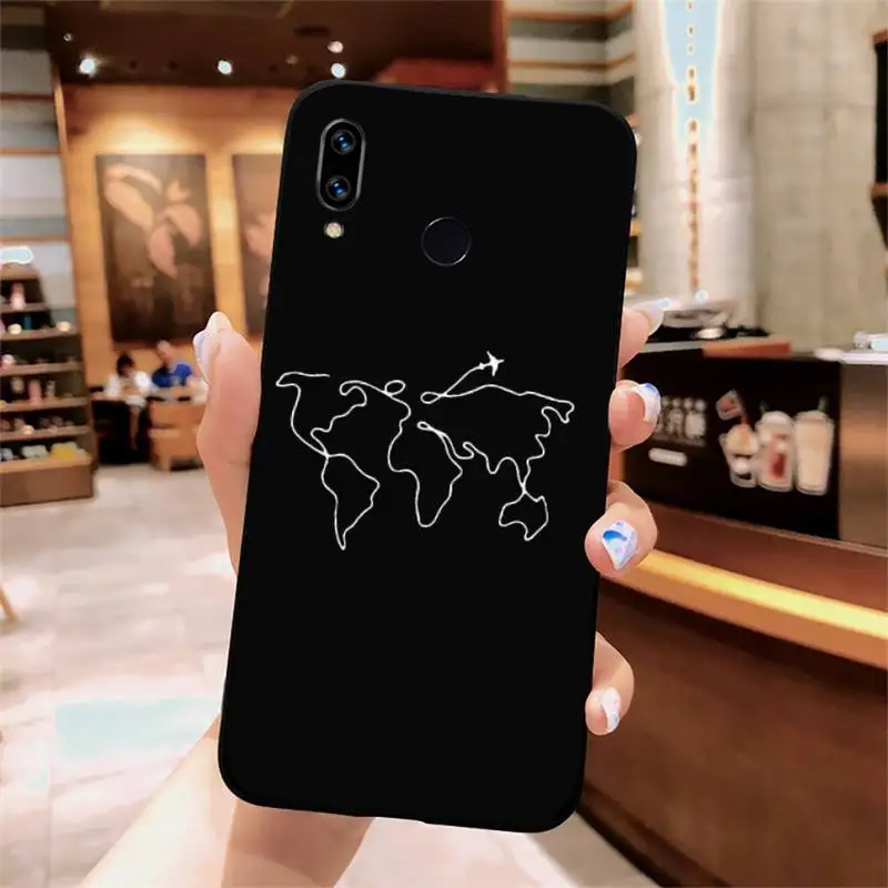 

world map travel love line Phone Case For Xiaomi Redmi note 7 8 9 t k30 max3 9 s 10 pro lite