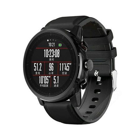 Black Кожаный ремешок OLLLIVAN 22 мм для Xiaomi Amazfit GTR 47 мм 47 Stratos 2 2S Pace Band для huawei Watch GT 2 GT2 Band Silicon - Цвет: Black