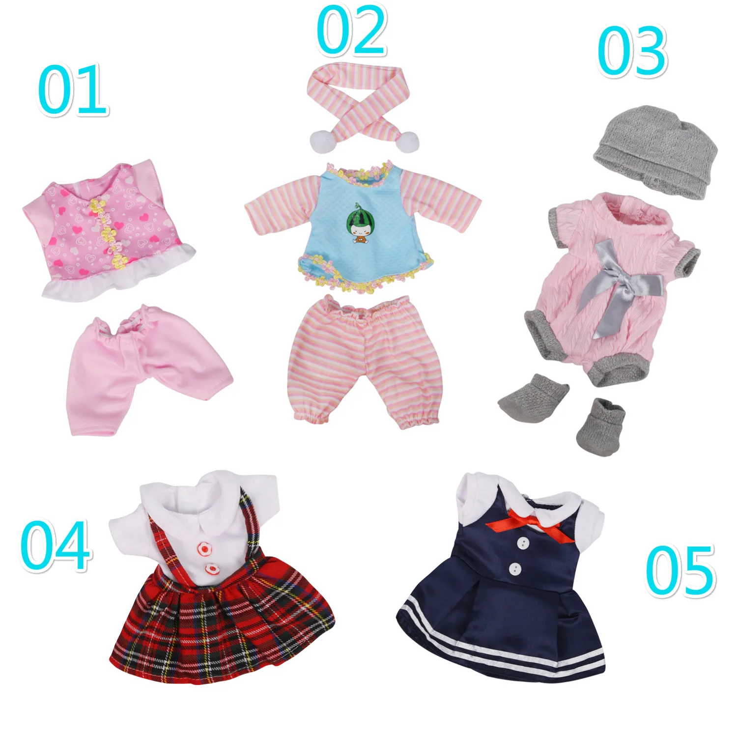 5suits no doll A 5 штук кукольная одежда 1" Куклы новорожденных для маленьких девочек платье, одежда, костюмы, костюмы платье куклы для девочек - Цвет: 5suits no doll A