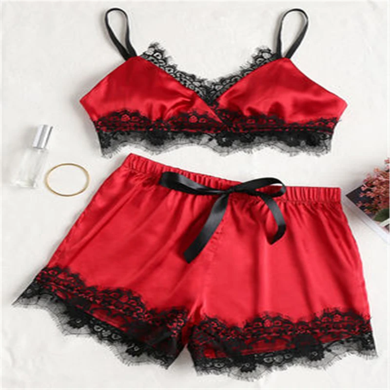 

Sexy Pajamas Set Women plus size Lace Sleepwear lingerie sexy Cute Cami Autumn 2020 Women pijama sexy nightwear