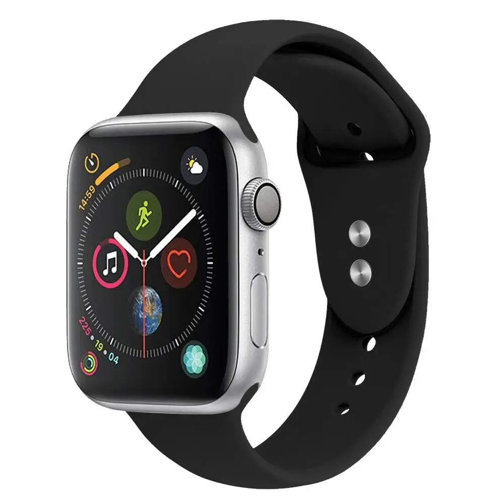 Black Сменный силиконовый спортивный ремешок 38 мм 44 мм для Apple Watch Series 1 2 3 4 - Цвет ремешка: Black