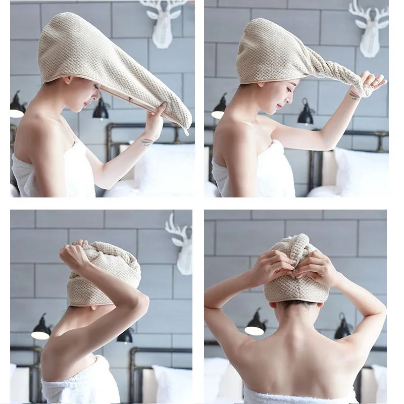 Супермикрофибра волос быстросохнущее полотенце шапочка для ванной голову