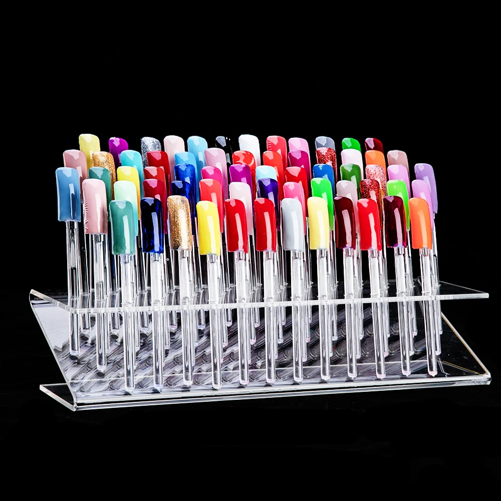 Стойка для лака с 64 накладными ногтями демонстрационный цветной стеллаж УФ геля