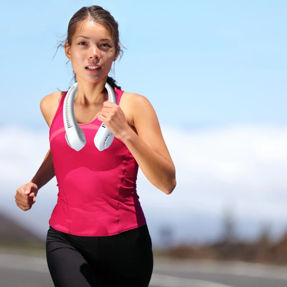 

Neck Fan Cooling Portable Bladeless Mini Electric Fan USB Rechargeable Summer Air Cooler LED Glowing Wearable Mute Fans