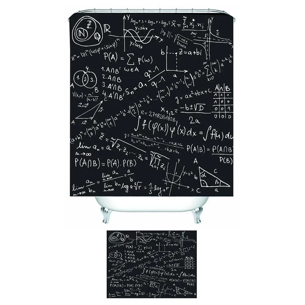 Шторы для душа с узором в виде блокнота математической Олимпии 2x1 8 м|Санитарный