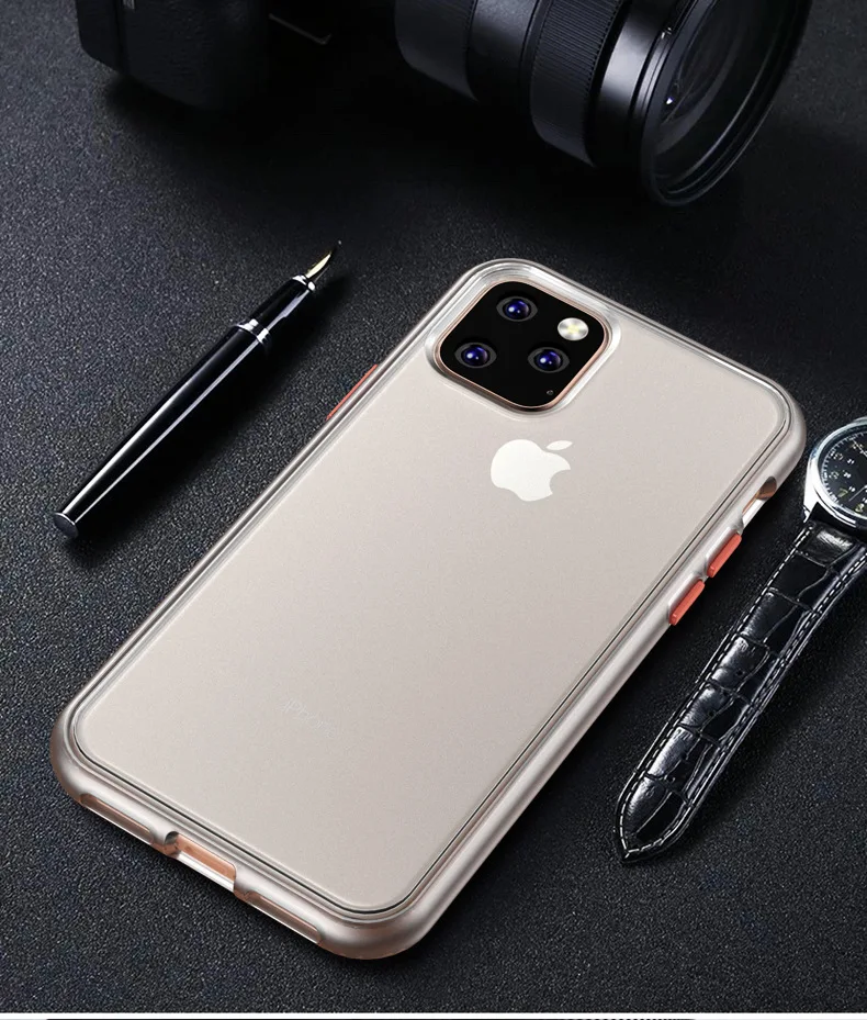 Для iPhone 11 Pro чехол Скраб Жесткий прозрачный PC задняя крышка+ TPU для iPhone 11 Max чехол полное покрытие задняя крышка чехол 6,4 ''funda - Цвет: transparent orange