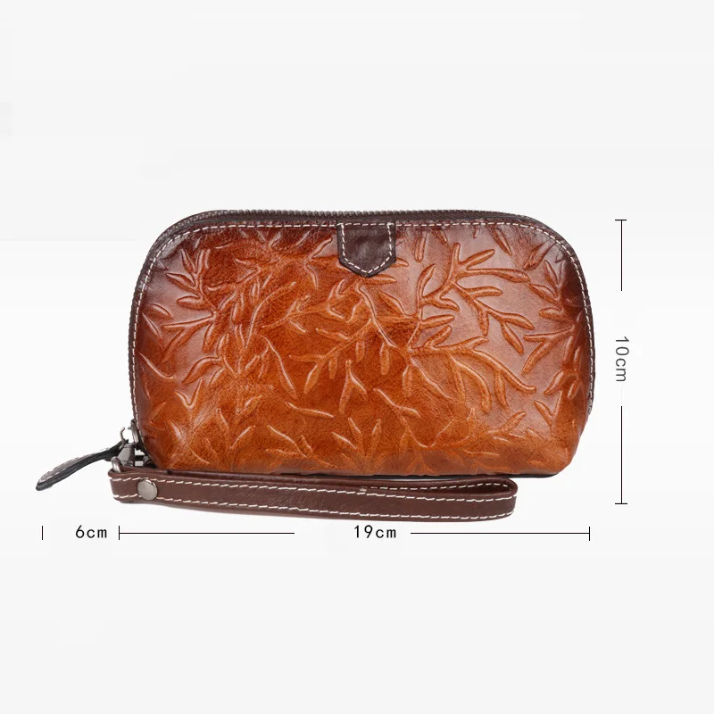 

Johnature Retro Luxury Hand Wallet 2021 New Genuine Leather Handmade Embossing Womens Wallets And Purses Leisure Day Clutches