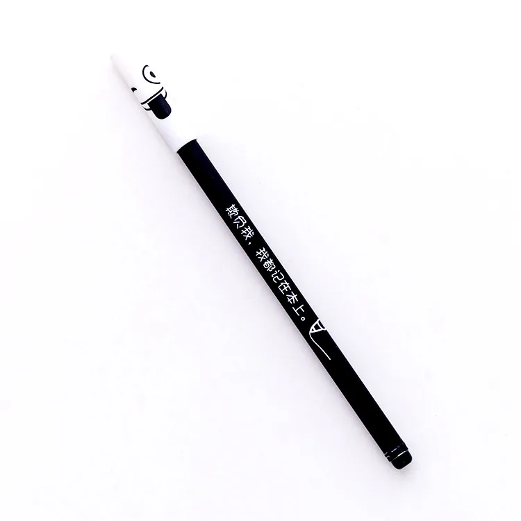 24 pcs Cute creative fun text gel pen 0.5mm black simple style student stationery signature pen