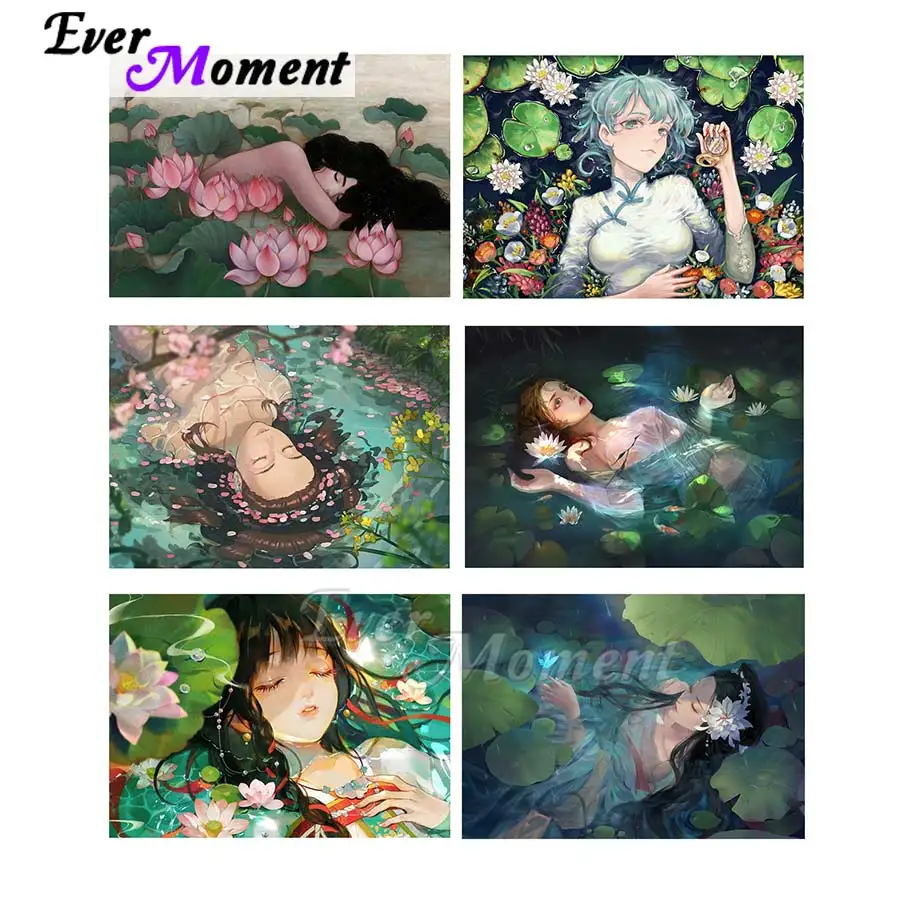 

Ever Moment Diamond Painting For Interior Cross Stitch Kits Wall Art Canvas Rhinestone Picture Fantasy Mermaid Fish DIY ASF2344