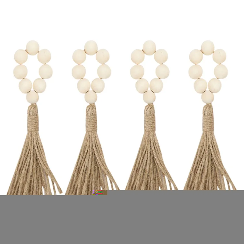 4 шт. деревянные бусины гирлянда кольца для салфеток кисточки держатель кольцо