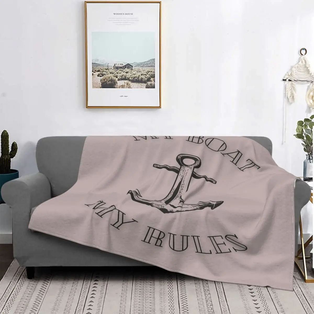 

My Boat-Manta My Rules para cama, colcha de lino a cuadros, manta double de 90, toalla de playa de lujo