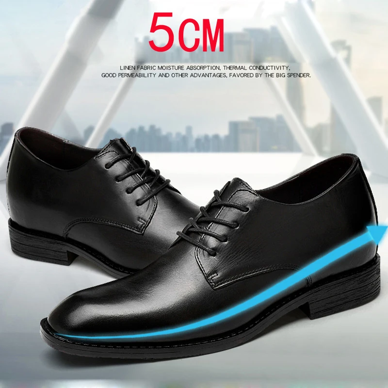 Обувь увеличивающая рост Мужская кожаная обувь для увеличения роста черного