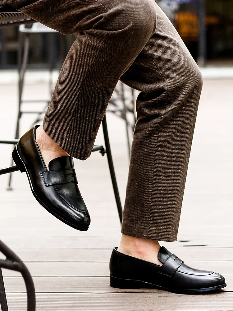 

Phenkang Men's Loafers Dress Handmade Slip on Genuine Leather Shoes Brown Casual Business New Party Wedding Mens Footwear Shoes
