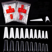 500pcs natural clear nail tips half cover french acrylic false tips with uv gel glue coffin c curve artificial nail art tips0 9