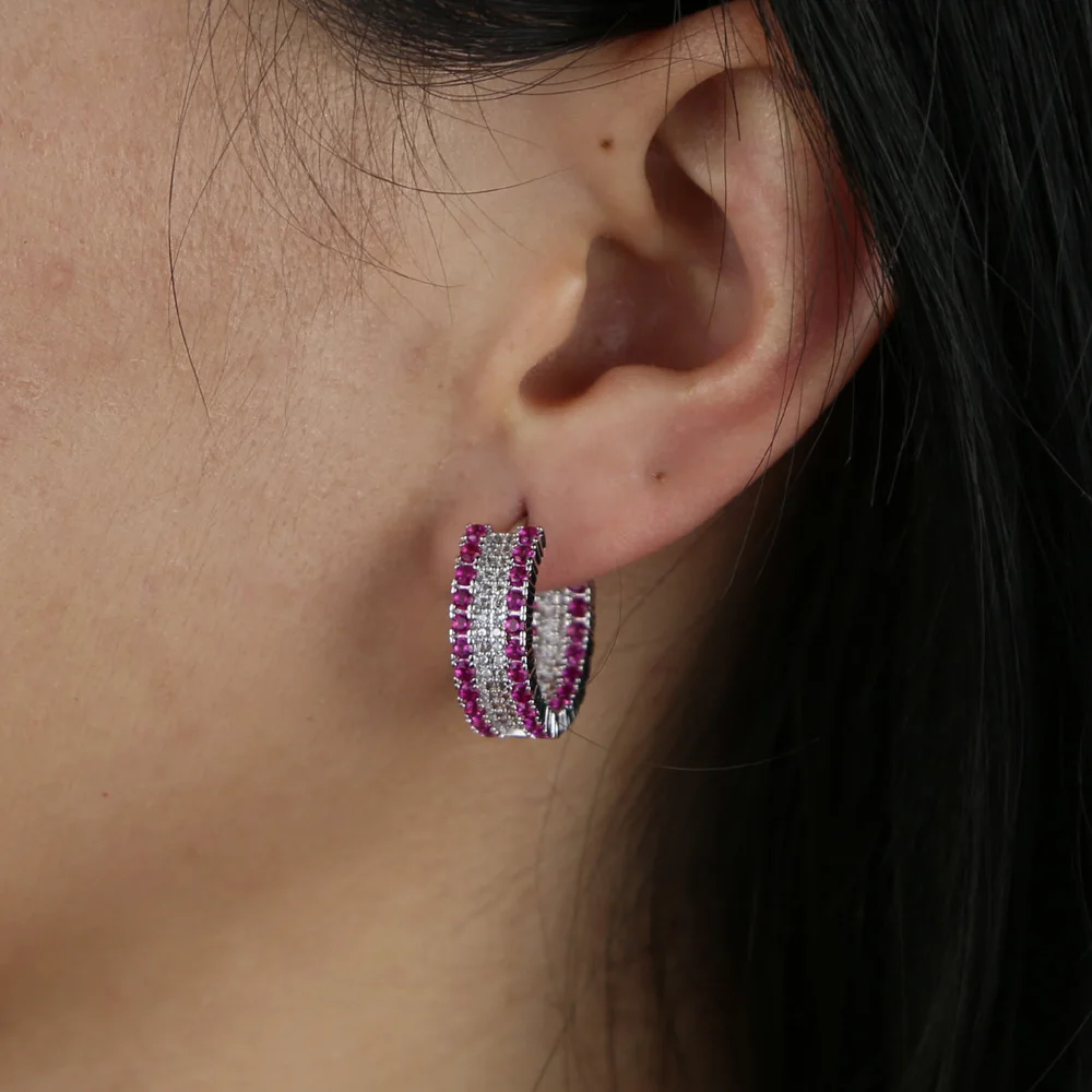 Женские широкие круглые серьги-кольца с кристаллами | Украшения и аксессуары