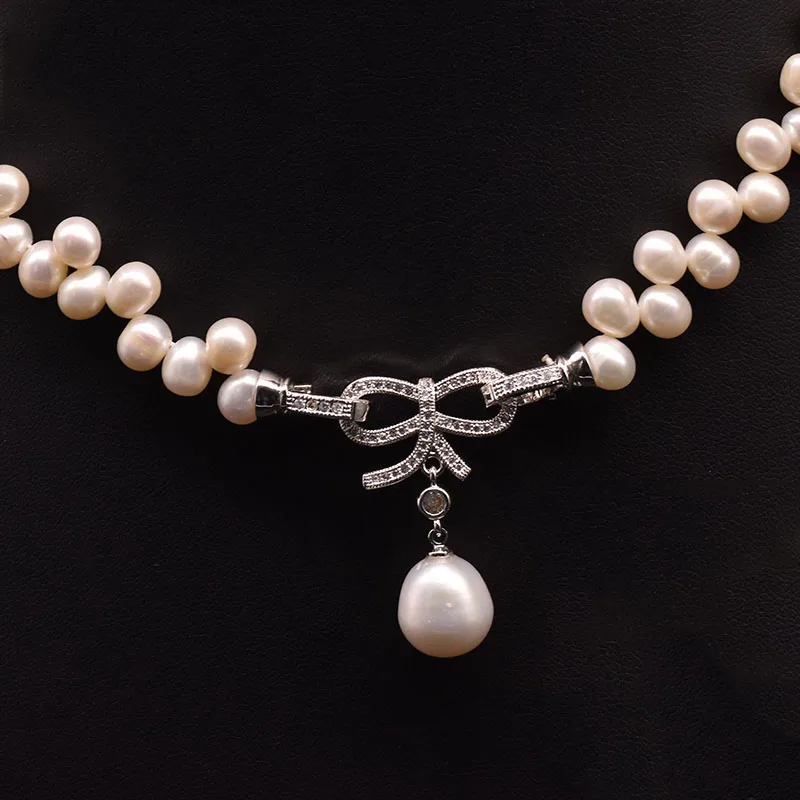 

Genuine Natural Freshwater Pearl Necklace Female Original Handmade Woven Pearl Necklace Temperament Jewelry Gift