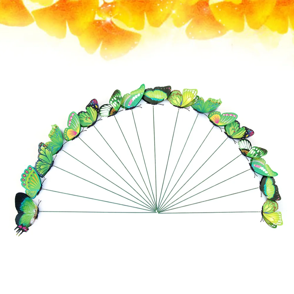 

24pcs Simulation Sticks Artificial Butterflies Stakes DIY Ornament Plant Decor for Garden Patio Lawn Flowerpot (Random Color)