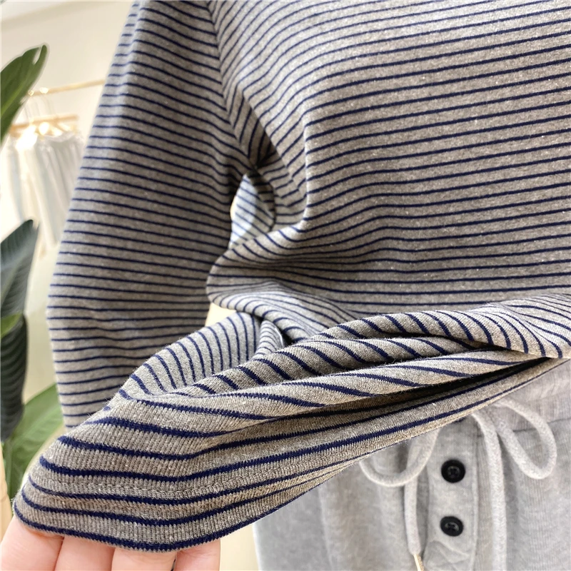 

Women's Long Sleeve Turtleneck Stripe Stretch Pullover Tops Winter Autumn Ultra Soft Warm Cotton Casual Tee Shirts