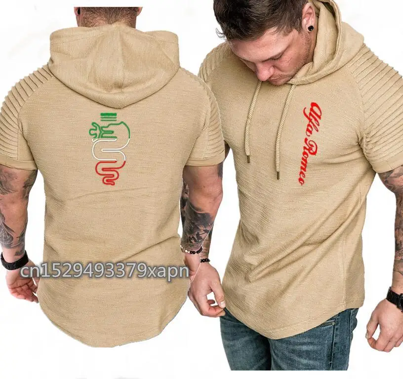 Мужская толстовка с капюшоном alfa romeo летняя коротким рукавом пуловер в стиле хип