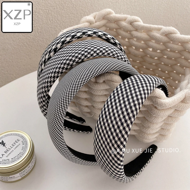 

XZP Houndstooth Pattern Women Headband Wide-brimmed European Style Hair Hoop Bezel Fashion Hairbands For Women Hair Accessories