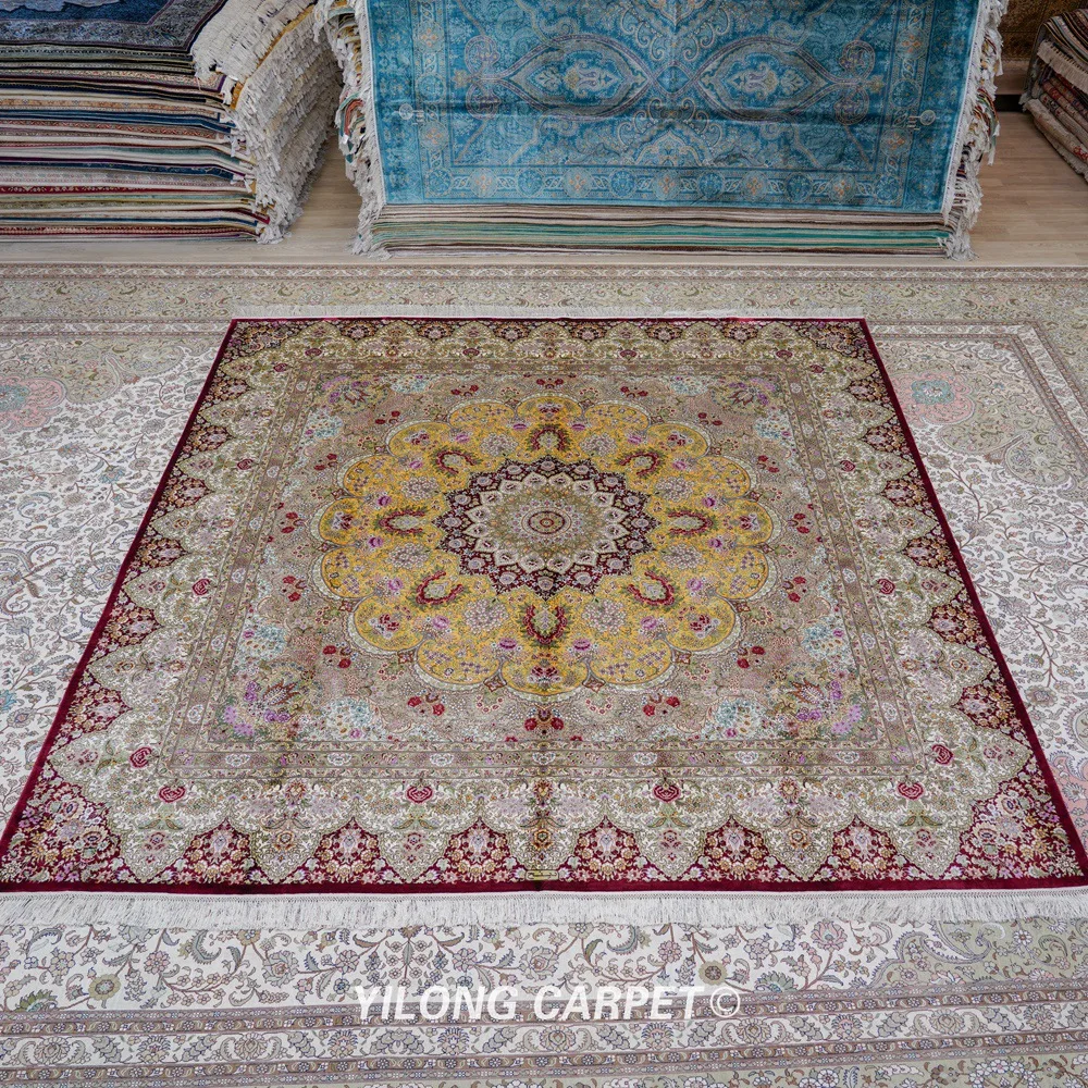 Kopen Yilong 9 'X 9' Vantage Antieke Turkse Oosterse Perzische Ontwerp Vierkante Zijden Tapijt (TJ187A)