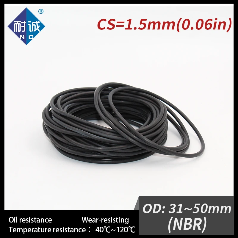 10PCS/lot free shipping Rubber Black NBR CS 1.5mm OD32/33/34/35/36/38/40/42/45/48/50mm O Ring Gasket Oil resistant waterproof - купить по